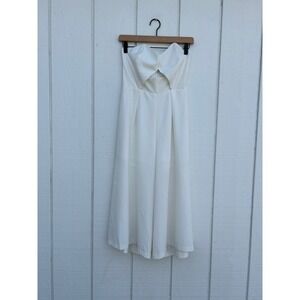 NWT Strapless White Cropped Dressy Jumpsuit, Wide‎ Leg, Front Cut Out, Sz Small
